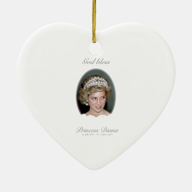 God Bless Princess Diana Ceramic Tree Decoration (Back)