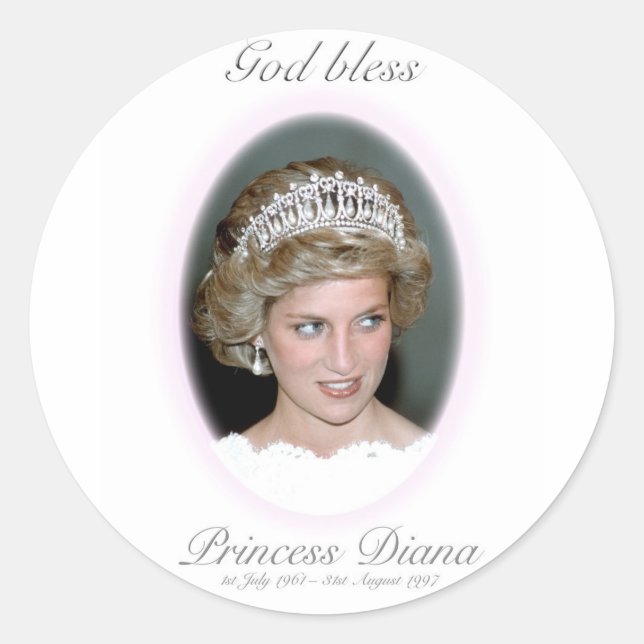 God Bless Princess Diana Classic Round Sticker (Front)