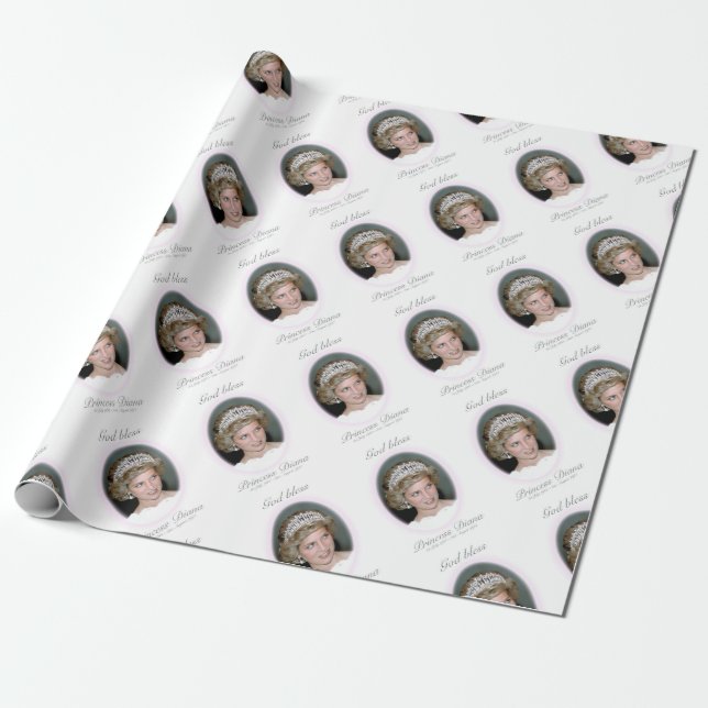God Bless Princess Diana - Remembrance Wrapping Paper (Unrolled)