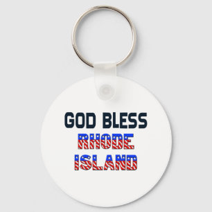 God Bless Rhode Island Key Ring