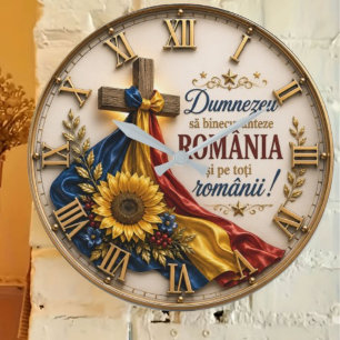 God Bless Romania and all the Romanians Christian Large Clock