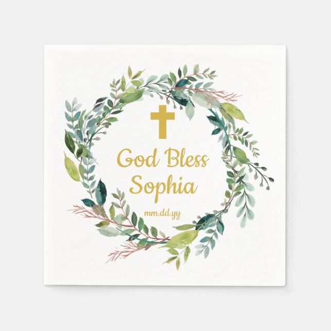 God Bless Son Daughter Baptism Communion Party Napkin (Front)