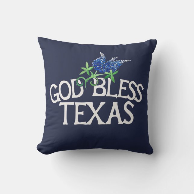 God Bless Texas Bluebonnet Art "Texas Bluebonnets" Cushion (Front)
