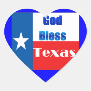 God Bless Texas Heart Sticker