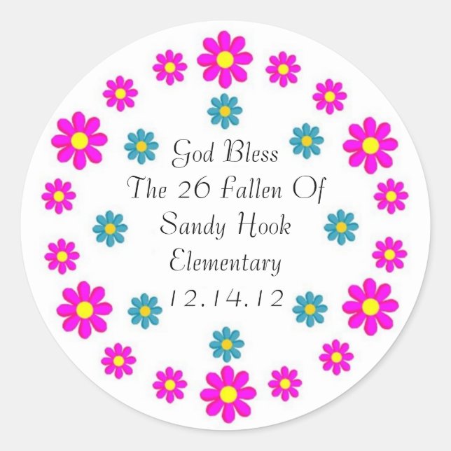 GOD BLESS THE 26 FALLEN... CLASSIC ROUND STICKER (Front)
