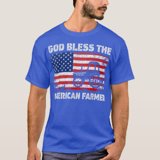 God Bless The American Farmer Farm Tractors USA Fl T-Shirt