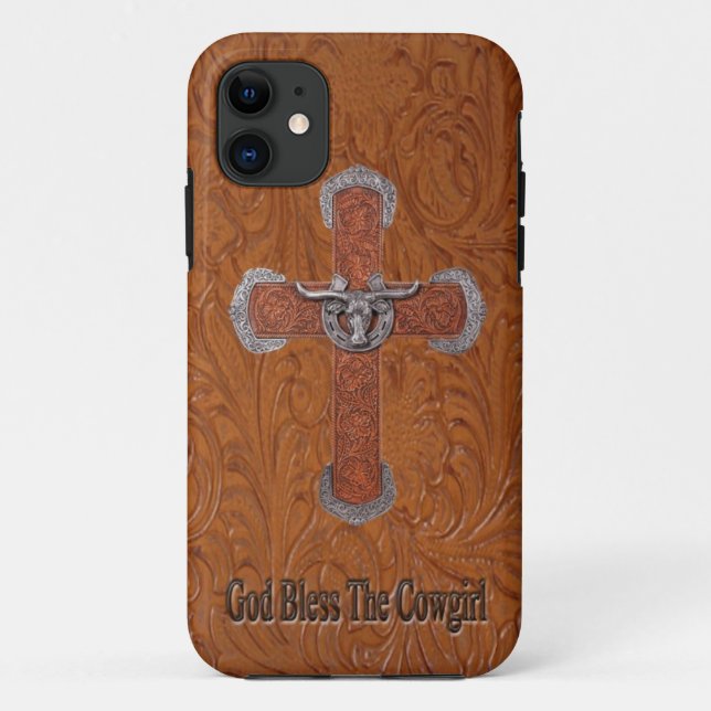 God Bless The Cowgirl Leather IPhone 5 Case (Back)