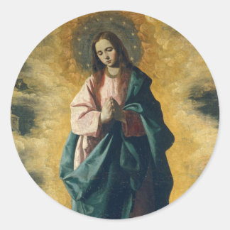 GOD BLESS THE IMMACULATE CONCEPTION CLASSIC ROUND STICKER