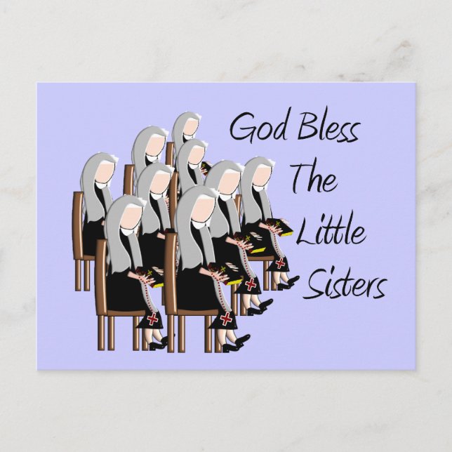 God Bless The Little Sisters Postcard (Front)