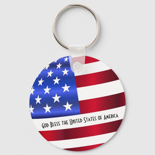 God Bless the United States of America Flag Key Ring (Front)