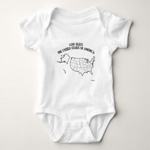GOD BLESS THE UNITED STATES OF AMERICA US outline Baby Bodysuit