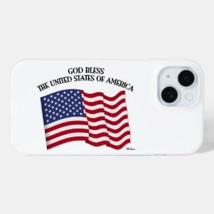GOD BLESS THE UNITED STATES OF AMERICA USA flag iPhone 15 Case
