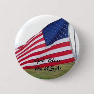 God Bless the USA! 6 Cm Round Badge