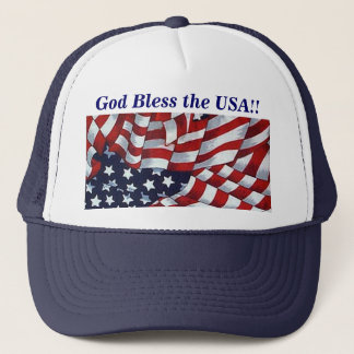 GOD BLESS the USA by SHARON SHARPE Trucker Hat