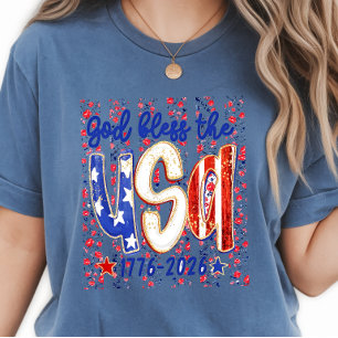 God-Bless-The-USA- Ditsy Floral 4th of July  T-Shirt