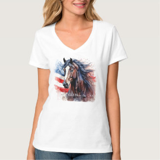 God Bless the USA Patriotic Horse T-Shirt
