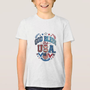 God Bless the USA Patriotic T-Shirt Design Tri-Blend Shirt