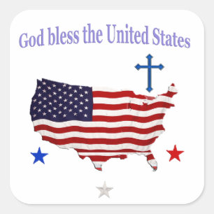 God bless the USA Square Sticker
