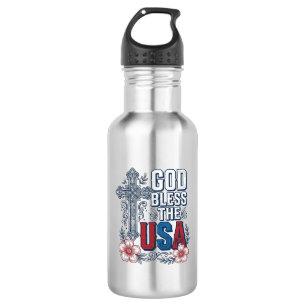 God Bless The USA Vintage Cross Patriotic Shirt (2 532 Ml Water Bottle