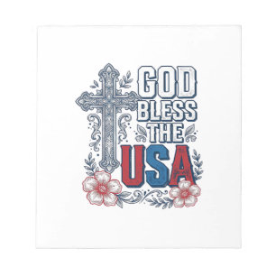 God Bless The USA Vintage Cross Patriotic Shirt (2 Notepad