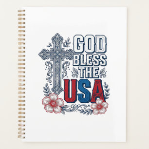 God Bless The USA Vintage Cross Patriotic Shirt (2 Planner