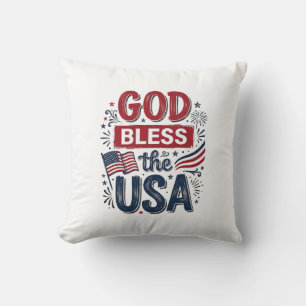 God Bless the USA Vintage Patriotic Faith Shirt De Cushion