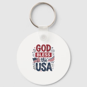 God Bless the USA Vintage Patriotic Faith Shirt De Key Ring