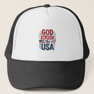 God Bless the USA Vintage Patriotic Faith Shirt De Trucker Hat