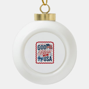 God Bless The USA Vintage Patriotic Shirt Design_1 Ceramic Ball Christmas Ornament