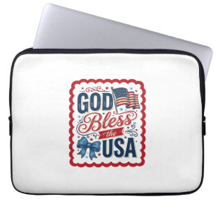 God Bless The USA Vintage Patriotic Shirt Design_1 Laptop Sleeve