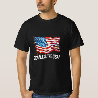 God Bless the USA Waving American Flag Art July 4 T-Shirt