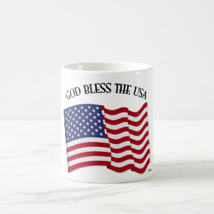 GOD BLESS THE USA with US flag Coffee Mug