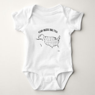 GOD BLESS THE USA with US outline Baby Bodysuit