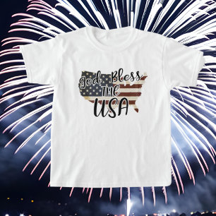 God Bless the USA word art Patriotic kid unisex T-Shirt