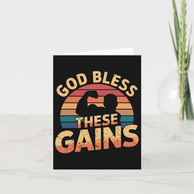 God Bless These Gains Muscle Bodybuilding ---- 1  Card (Front)