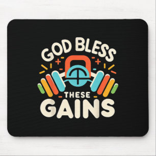 God Bless These Gains Muscle Bodybuilding - 1  Mouse Mat
