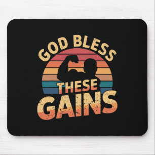 God Bless These Gains Muscle Bodybuilding ---- 1 Mouse Mat