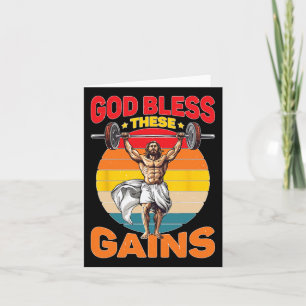 God Bless These Gains Muscle Bodybuilding - Card