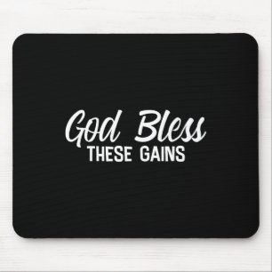 God Bless These Gains Muscle Bodybuilding ----  Mouse Mat