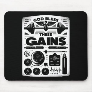 God Bless These Gains Muscle Bodybuilding -------- Mouse Mat