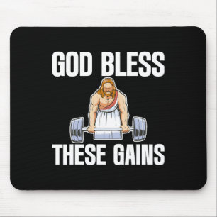 God Bless These Gains Muscle Bodybuilding ------- Mouse Mat