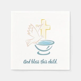 God bless this child (blue) napkin