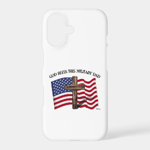 GOD BLESS THIS MILITARY DAD rugged cross & US flag