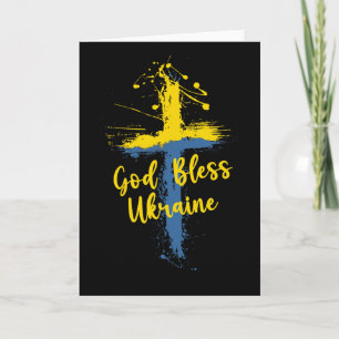 God Bless Ukraine Cross Christian Support Pray For Card