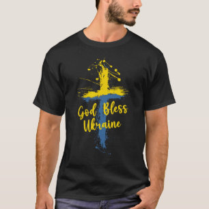 God Bless Ukraine Cross Christian Support Pray For T-Shirt