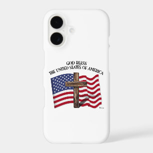 GOD BLESS UNITED STATES OF AMERICA cross US flag