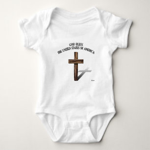 GOD BLESS UNITED STATES OF AMERICA rugged cross Baby Bodysuit