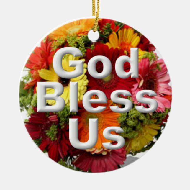 God bless us ceramic tree decoration (Front)