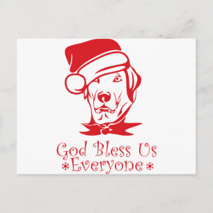 god bless us christmas holiday postcard