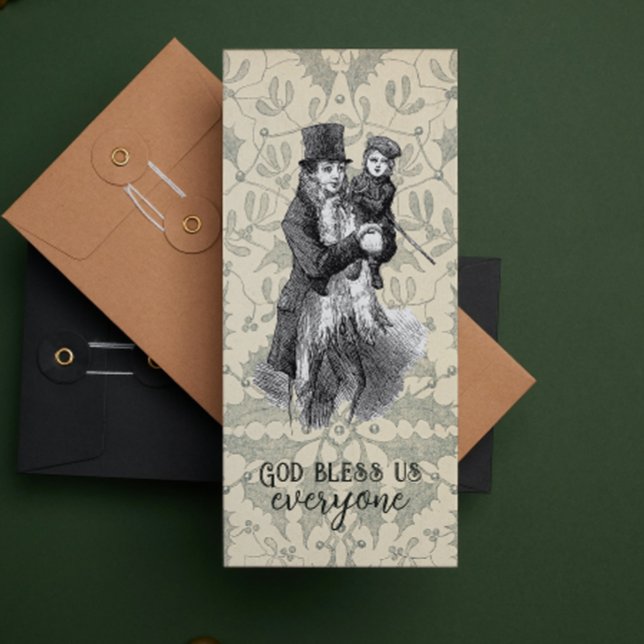 God bless us everyone Dickens Christmas Bookmark Holiday Card (Creator Uploaded)